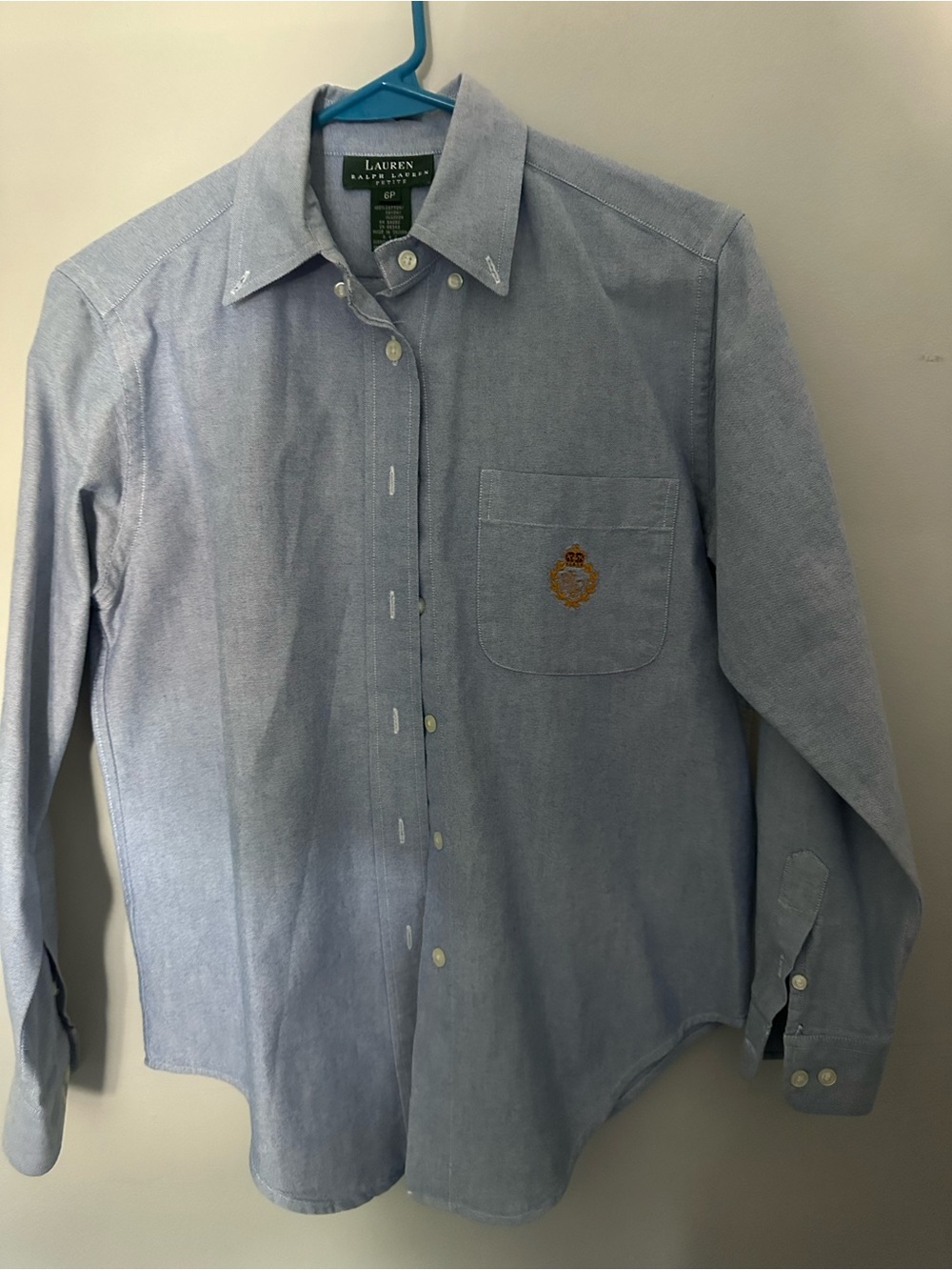Lauren by Ralph Lauren Light Blue Women’s Oxford Shirt with Embroidered Crest